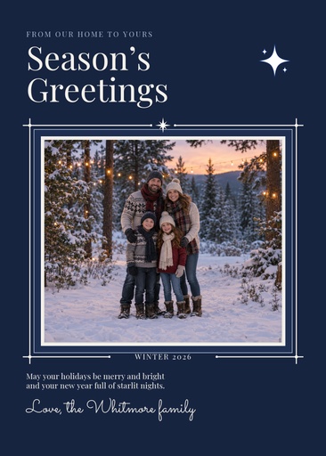 Portrait greeting size of Starlit Season's Greetings