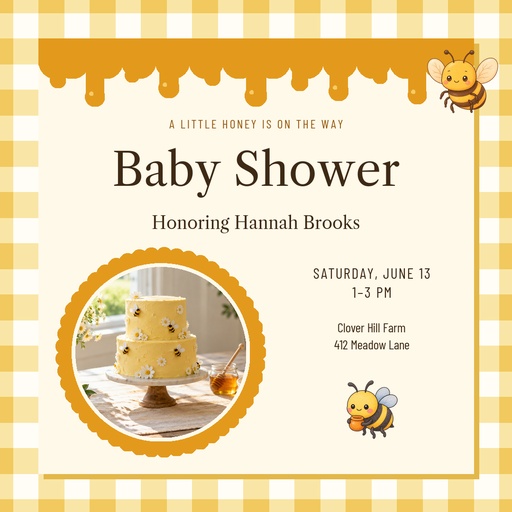 Square post size of Busy Little Bee Baby Shower
