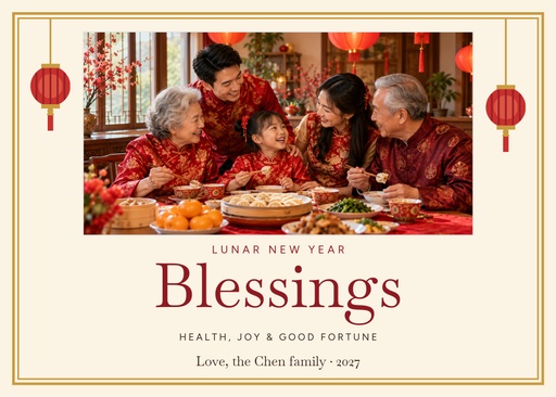 Landscape greeting size of Lunar New Year Blessings