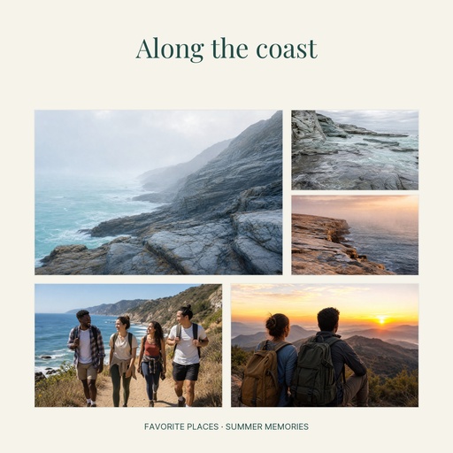 Square photo collage size of Along the Coast