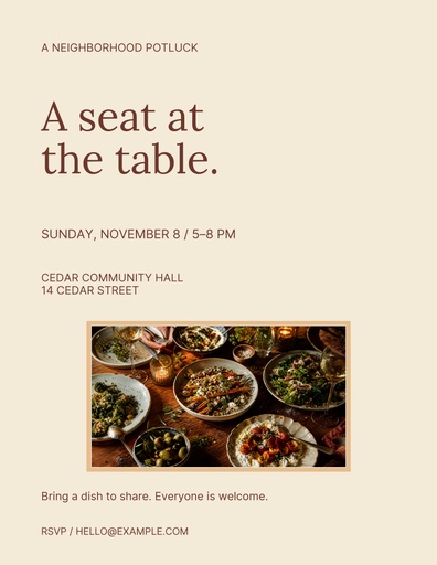Letter flyer size of A Seat at the Table