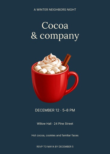 5 × 7 invitation size of Cocoa and Company