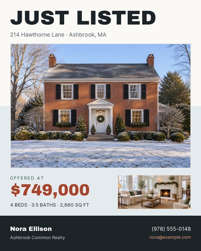 Portrait post size of Just Listed on Hawthorne Lane