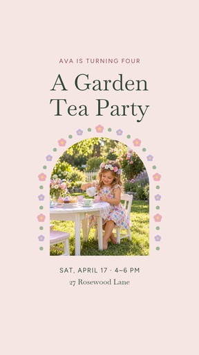 Story opener size of Garden Tea Party at Four