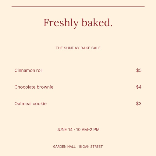 Square post size of The Sunday Bake Sale