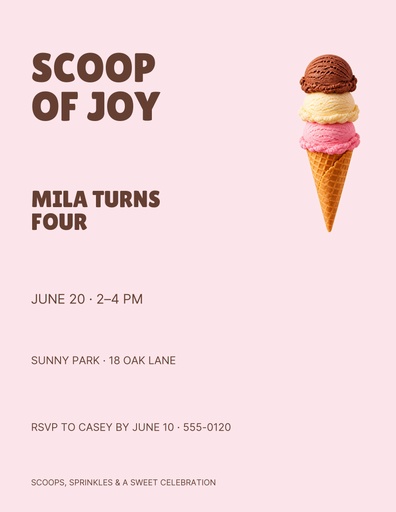 Letter flyer size of Scoop of Joy