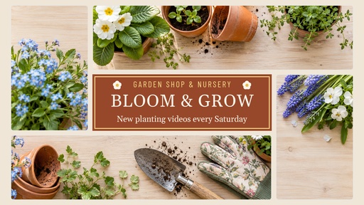 YouTube banner size of Bloom and Grow Garden Shop