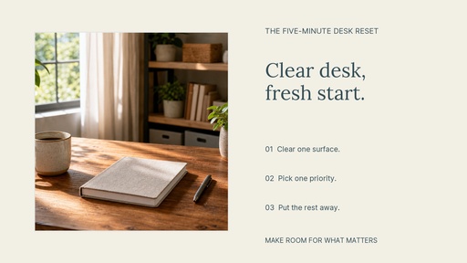 Landscape graphic size of Clear Desk, Fresh Start