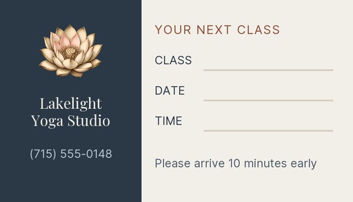 Appointment card size of January Yoga Reset