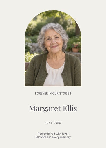 Remembrance card size of Forever in Our Stories