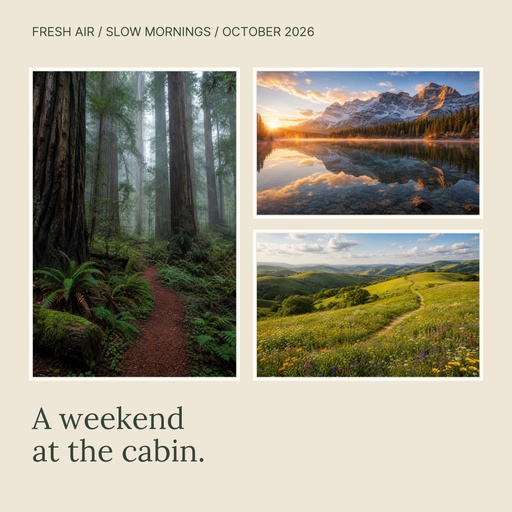 Square collage size of A Weekend at the Cabin