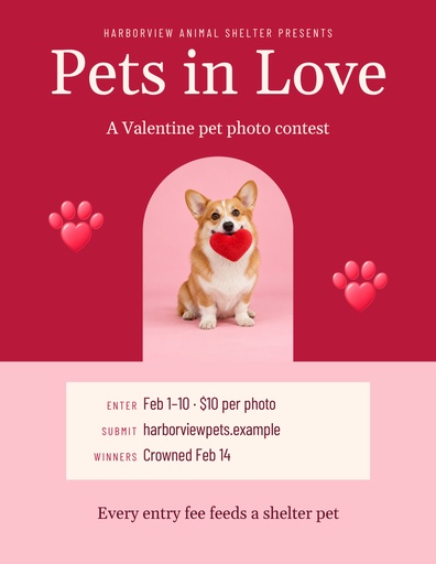 Letter flyer size of Pets in Love Photo Contest