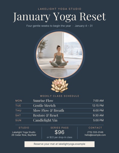 Letter flyer size of January Yoga Reset