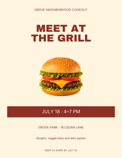 Letter flyer size of Meet at the Grill