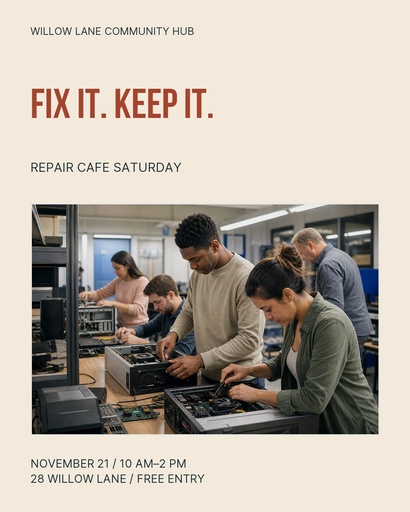 Portrait post size of Repair Cafe Saturday