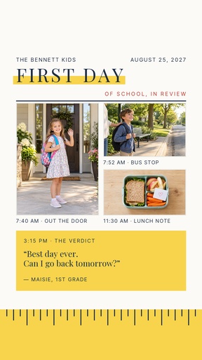 Story opener size of First Day, Big Smiles