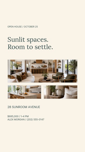 Story opener size of Sunroom Open House