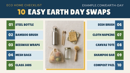 Landscape graphic size of 10 Easy Earth Day Swaps