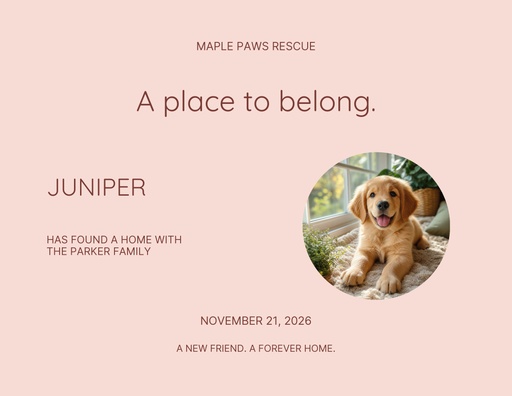 Keepsake certificate size of Say Hello to Juniper