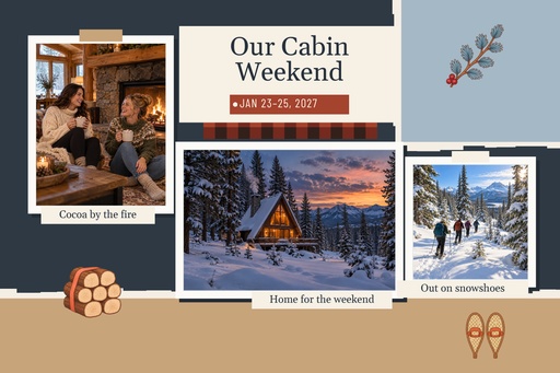 Landscape collage size of Our Cabin Weekend