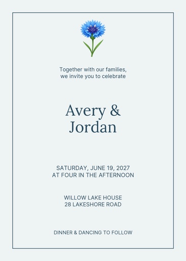 5 × 7 invitation size of A Promise by the Lake