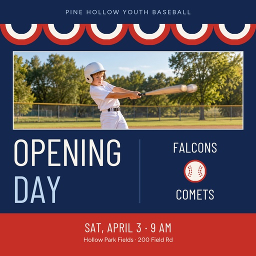 Square post size of Little League Opening Day