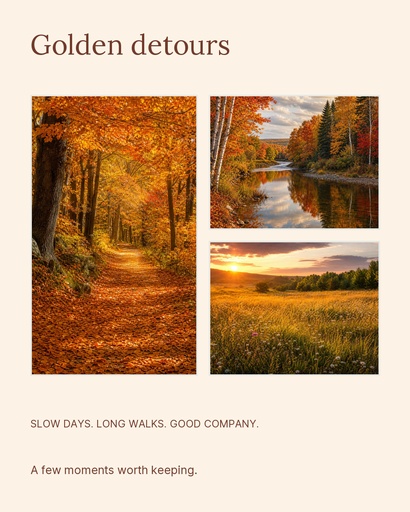 Portrait collage size of Golden Detours