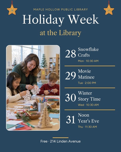 Portrait post size of Holiday Week at the Library