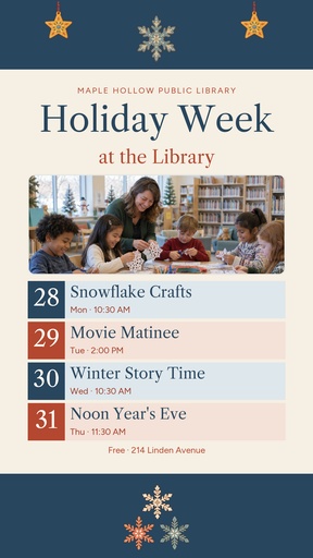 Story opener size of Holiday Week at the Library