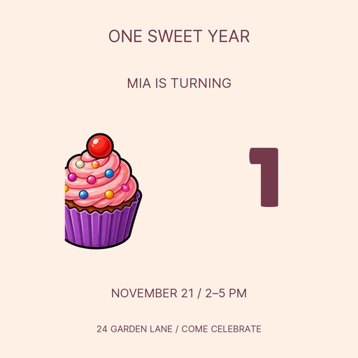 Square post size of One Sweet Year