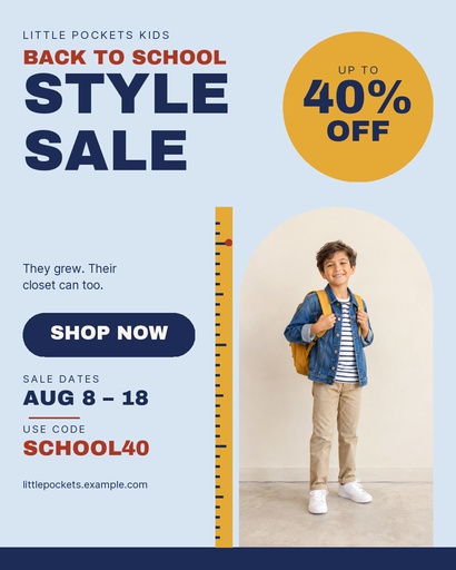 Portrait post size of Back-to-School Style Sale