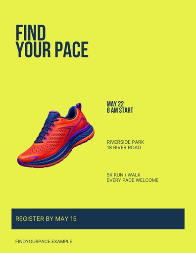Letter flyer size of Find Your Pace