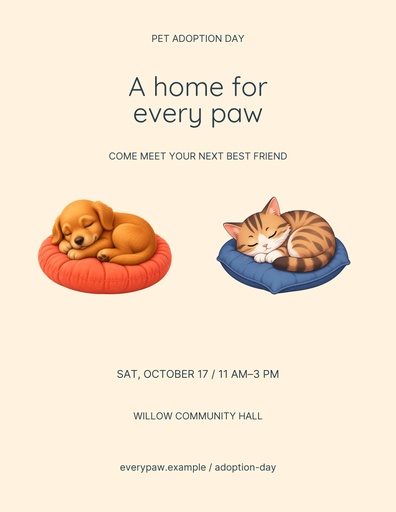 Letter flyer size of A Home for Every Paw