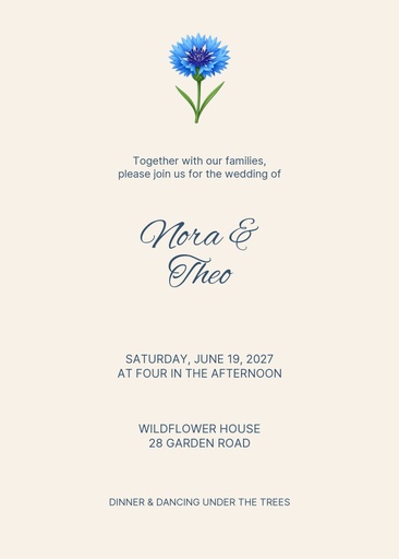 5 × 7 invitation size of Wildflower Vows