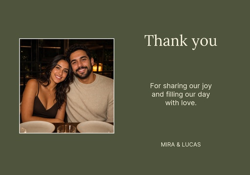 Thank-you card size of Olive Grove Promise