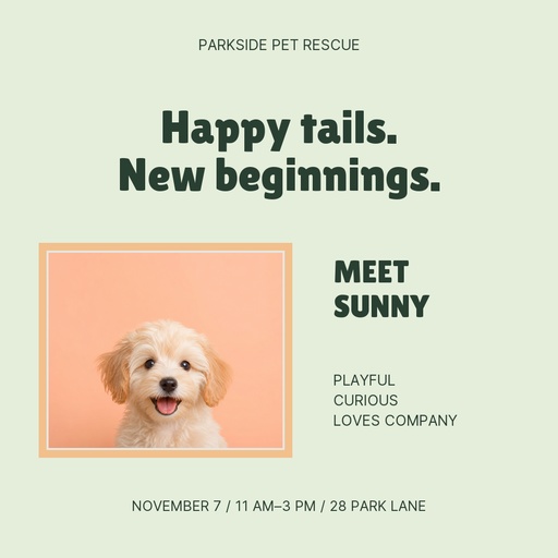 Square post size of Happy Tails Adoption Day