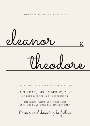 5 × 7 invitation size of Ivory and Ink