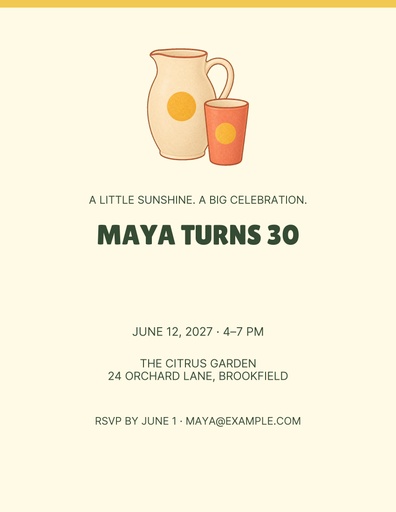 Letter flyer size of Citrus Social Birthday