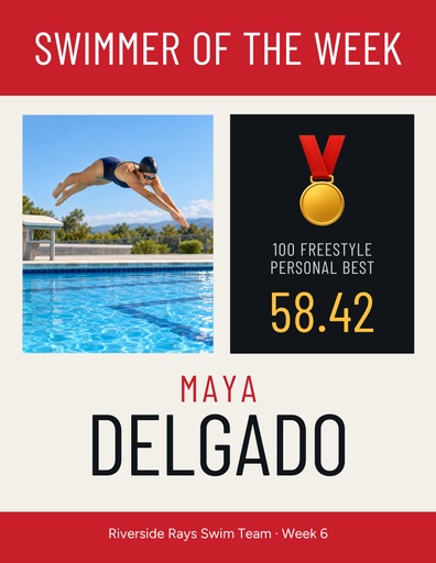 Letter flyer size of Swimmer of the Week