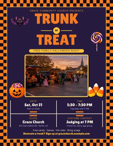 Letter flyer size of Trunk or Treat Night