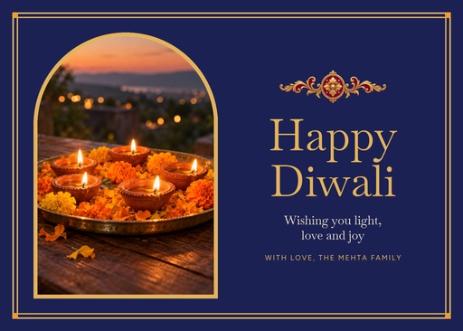 Landscape greeting size of Happy Diwali from Our Family