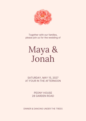 5 × 7 invitation size of A Promise in Bloom