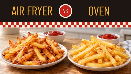 YouTube thumbnail size of Air Fryer vs Oven Fries