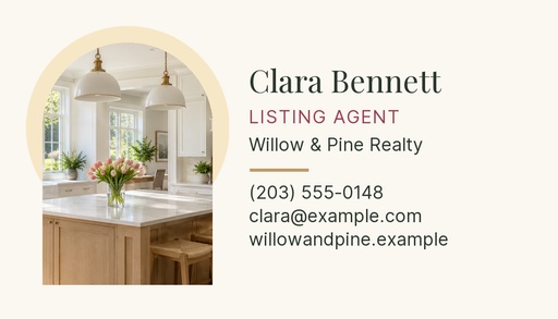 Agent contact card size of Sunlit Spring Open House