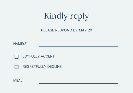 RSVP card size of A Promise by the Lake