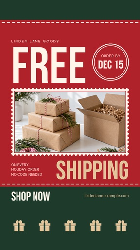 Story opener size of Free Holiday Shipping Days