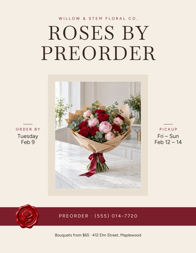 Letter flyer size of Roses by Preorder