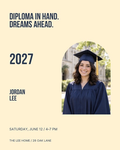 Portrait post size of Diploma in Hand