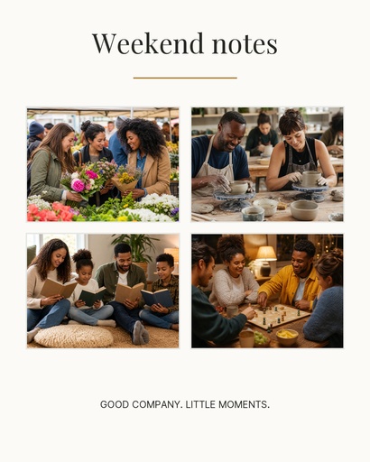 Portrait photo collage size of Weekend Notes