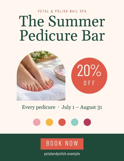 Letter flyer size of The Summer Pedicure Bar